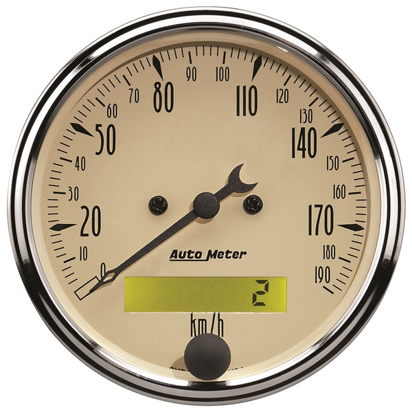 3-1/8" SPEEDOMETER, 0-190 KM/H, ANTIQUE BEIGE